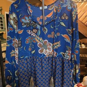 Chenault Blue Floral Blouse